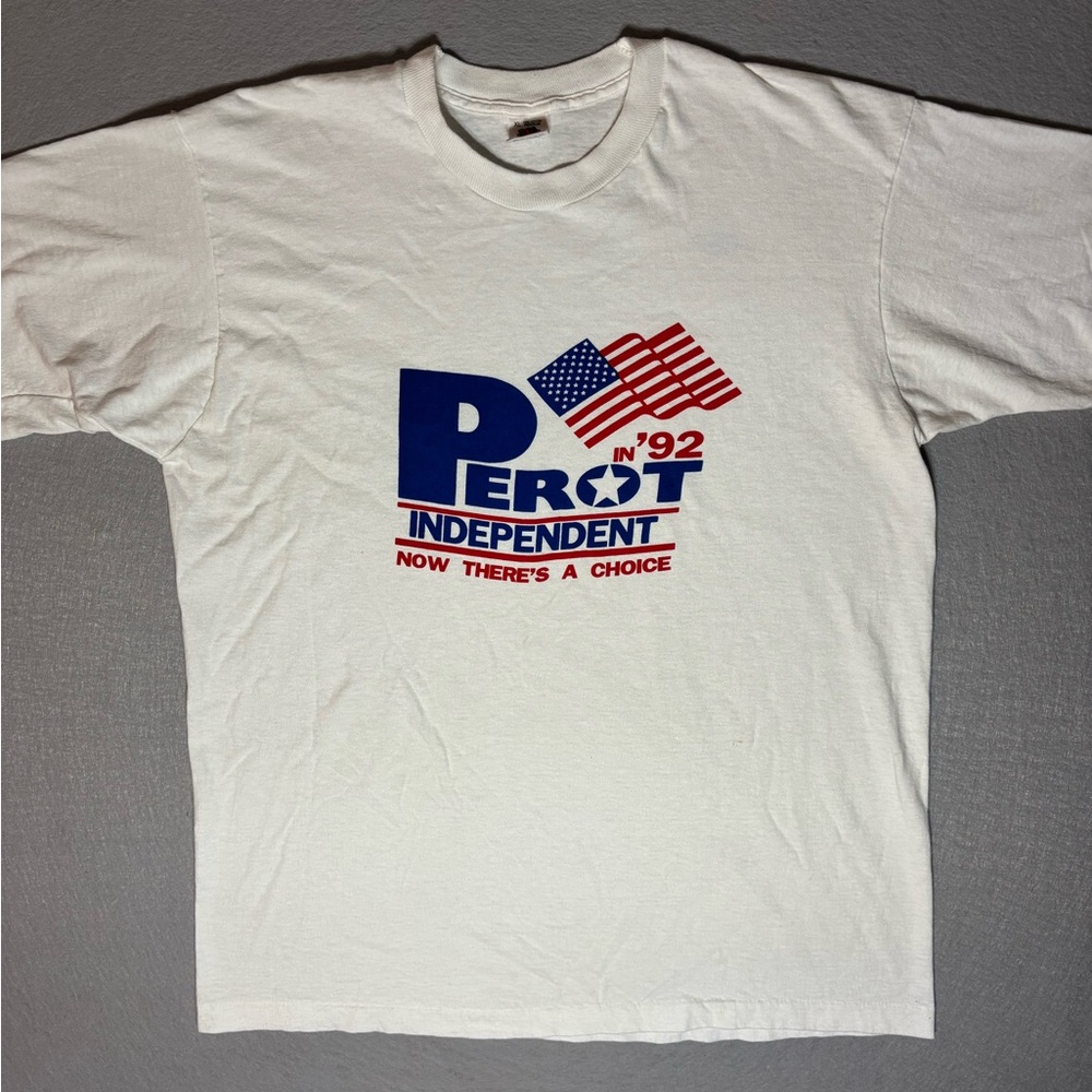 Vintage 1992 Ross Perot USA Presidential Campaign Men's White T-Shirt XL
